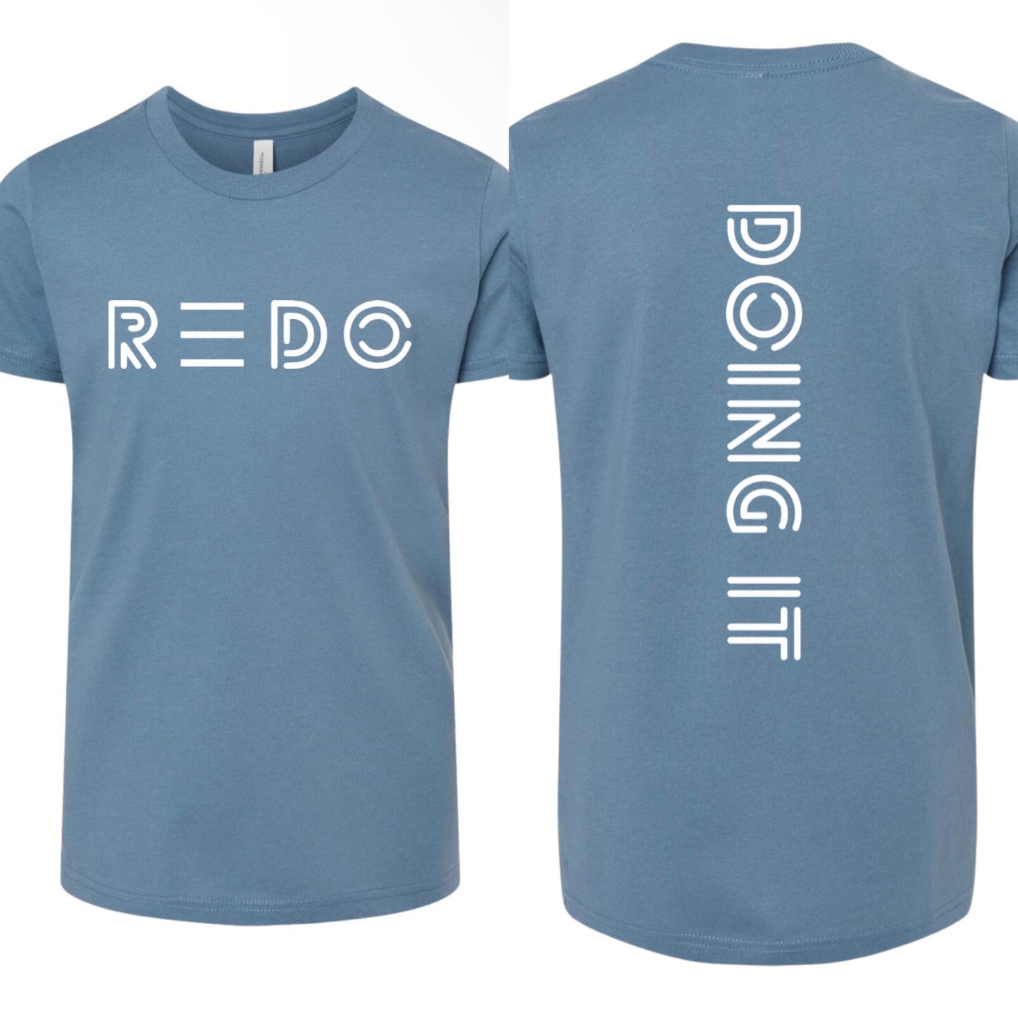 BACK DOING IT STEEL BLUE YOUTH TEE