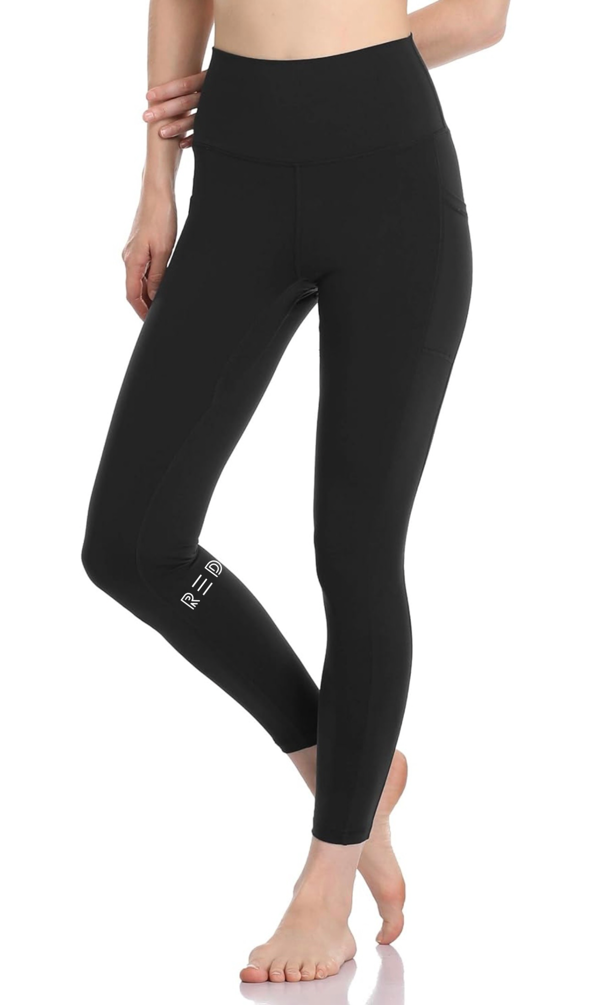 BLACK HIGH WAISTED 7/8 LENGTH LEGGINGS WITH POCKETS